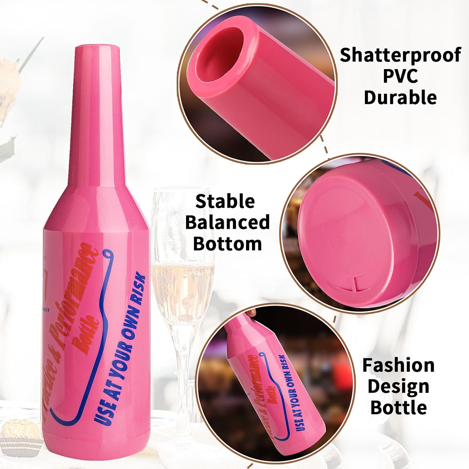 1pcs Flair Bottle Pink Practice Bartender Practice Bottles 25oz/750ml Flair Bartending Kit Performance Training Bar Liquor Bottles Pink Decorative Bottle for Bar Pub Wine Cocktail Shaker