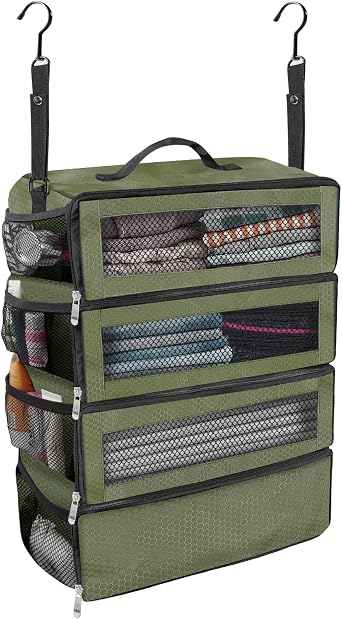 Olosar Suitcase Organizer, Travel Luggage Organizer Portable Hanging Travel Shelves Collapsible Hanging Packing Cubes for Carry on Suitcase