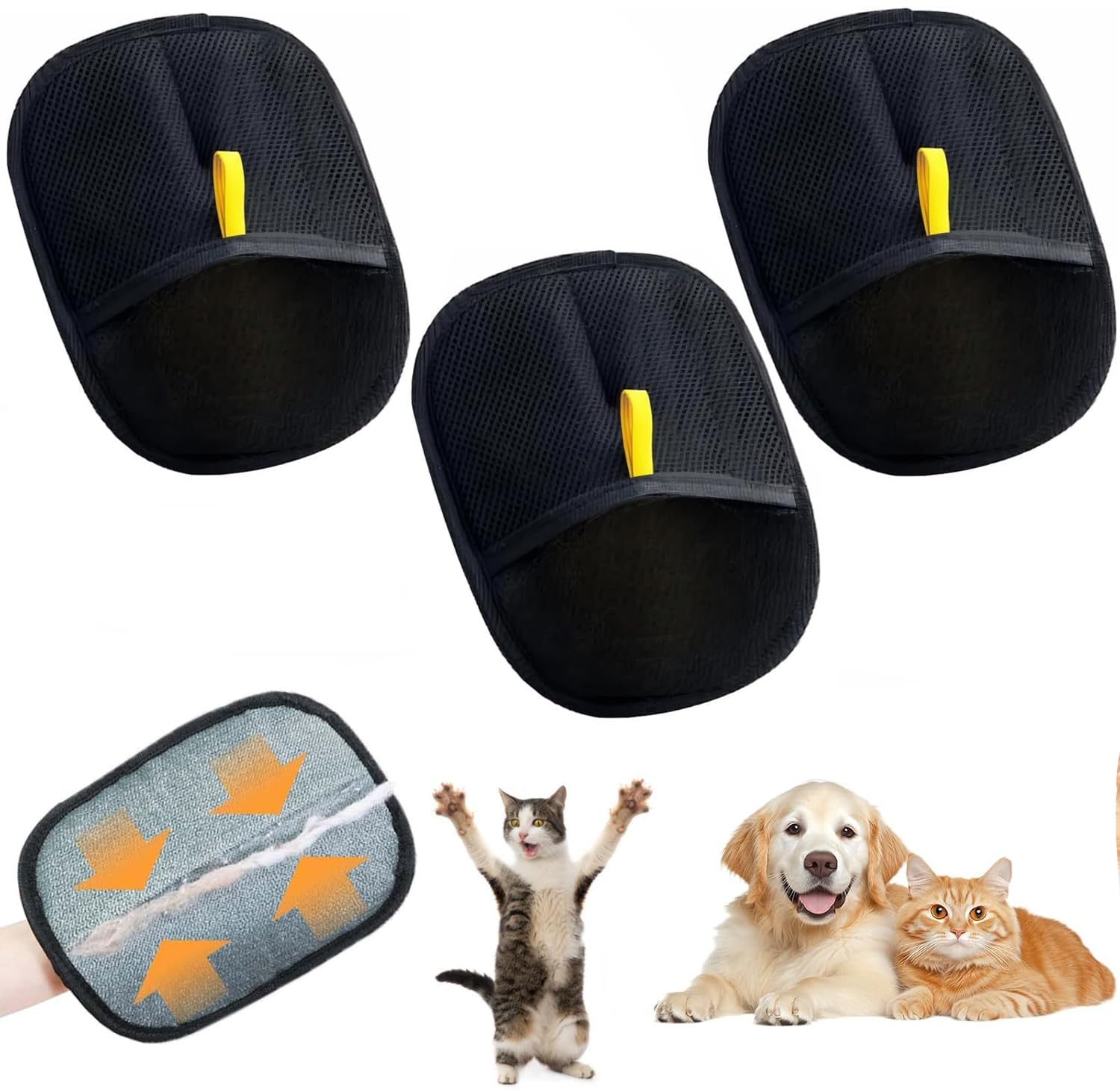 Lot De 2 Gants épilateurs électrostatiques Pour Animaux - Double Face, Réutilisables, Lavables (Pour Enlever Poils Sur Canapé, Tapis, Vêtements, Siège Auto)