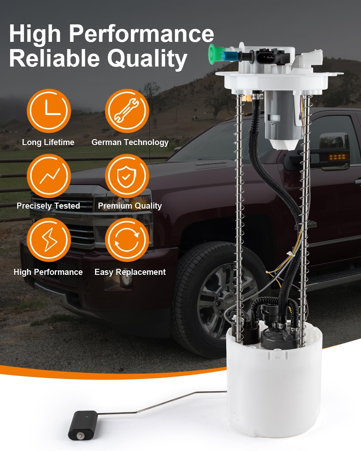 Electric Fuel Pump Module Assembly Compatible with 2011-2016 Chevy Silverado GMC Sierra 2500 3500 HD V8 6.0L Replace E4042M VANBOL0171 with Sending Unit Pressure Sensor