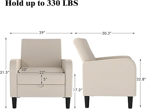 Miniatura 2 de DAGONHIL Silla de Acento para Sala de Estar, Silla de Lectura Tapizada para Dormitorio, Sillón de Tela de Lino, Sofá Individual para Sala de