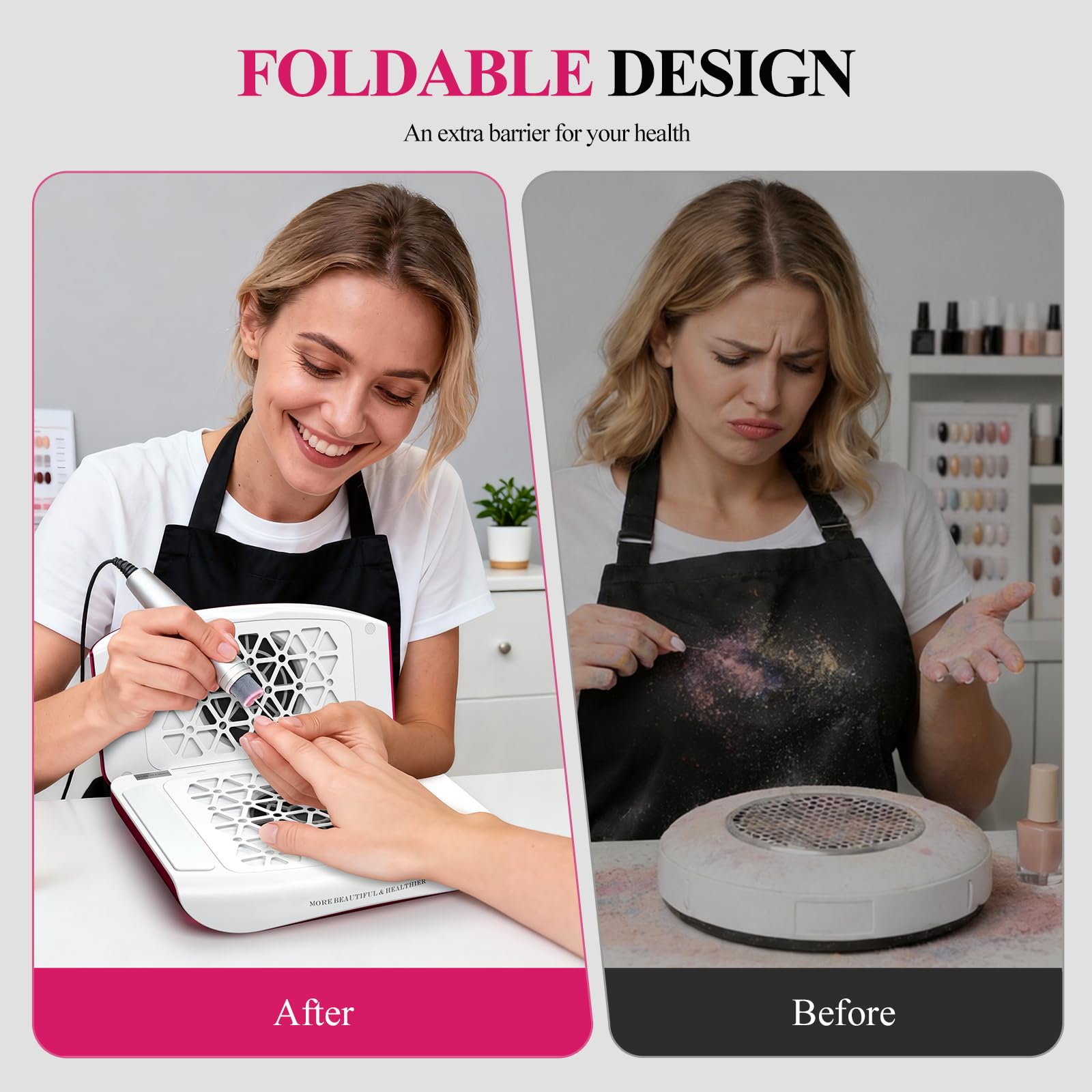 Woput Foldable Nail Dust Collector with Adjustable Suction and Filter Papers