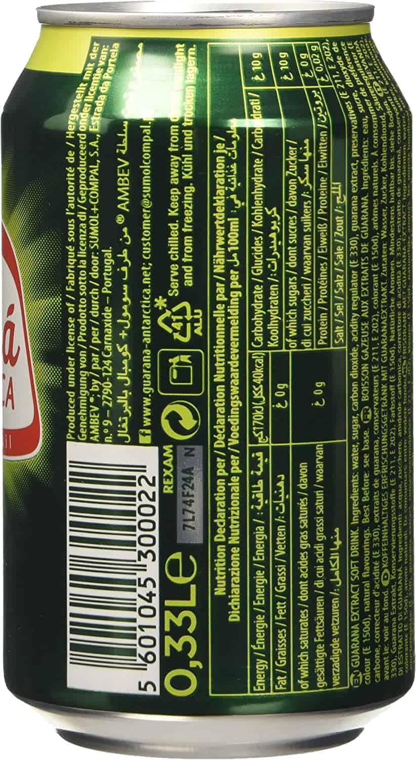 Antarctica Guarana Original do Brasil Original Guaraná de Brasil Bebida refrescante con sabor inolvidable 48 x 33 cl + Polpa Italiana Gourmet 400 g