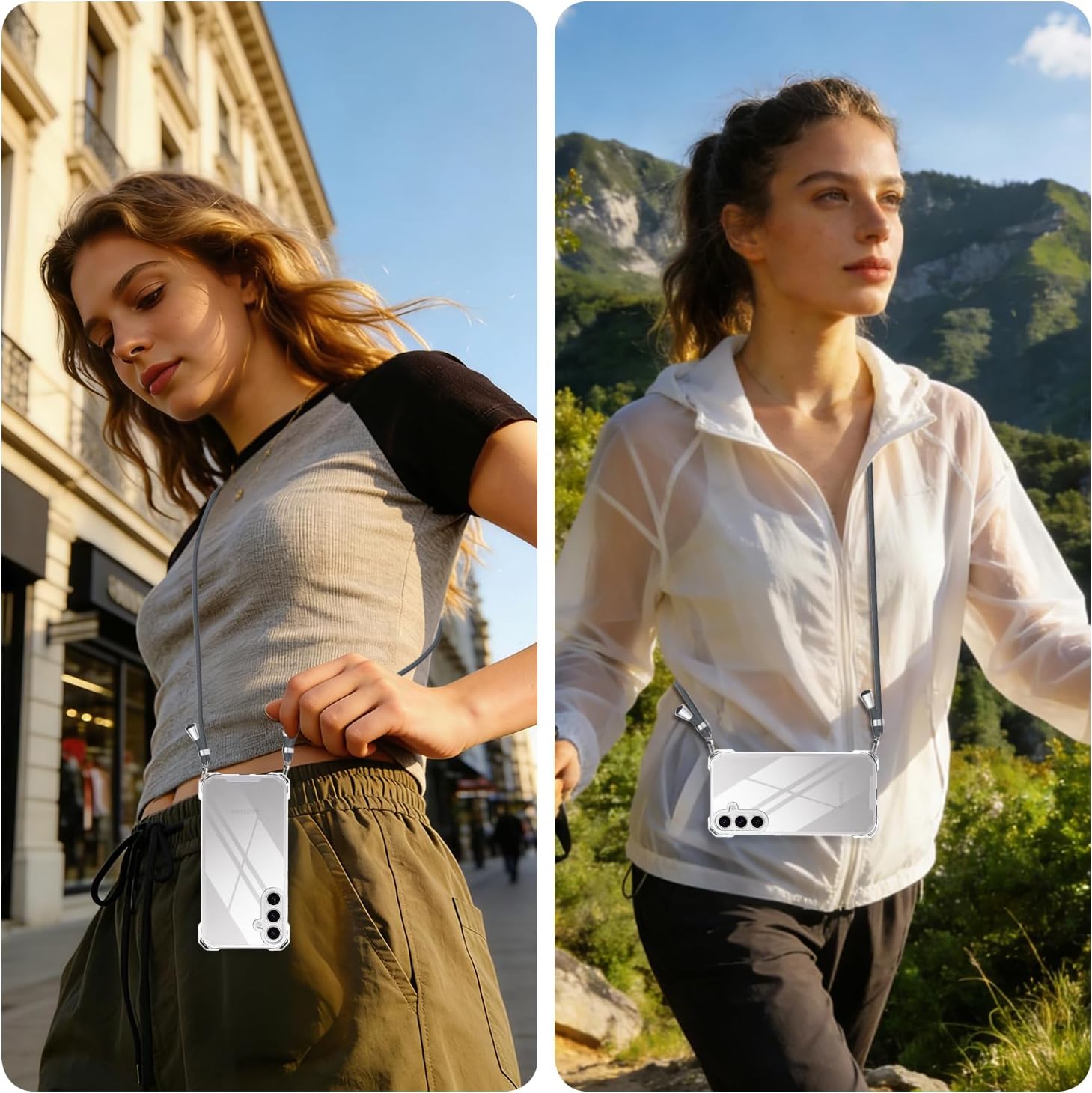 Strap Crossbody Case for Samsung Galaxy S26 Plus Clear Women, Shockproof Neck Shoulder Strap Phone Cover with Adjustable Lanyard Phone Case for Samsung Galaxy S26 Plus Girls