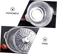 Vista 7 de Sartén de aluminio de Navidad con tapas, bandejas redondas de aluminio para mesa de nachos, recipiente para tartas, recipiente de papel de aluminio