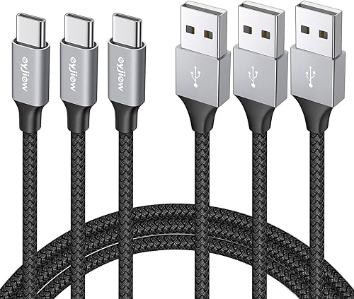 Cable USB tipo C [3.3 pies, paquete de 3], USB A a USB C cable de carga rápida 3A trenzado para iPhone 16 15 Galaxy S25 /S24/S23/S22/S21/S20/S20+