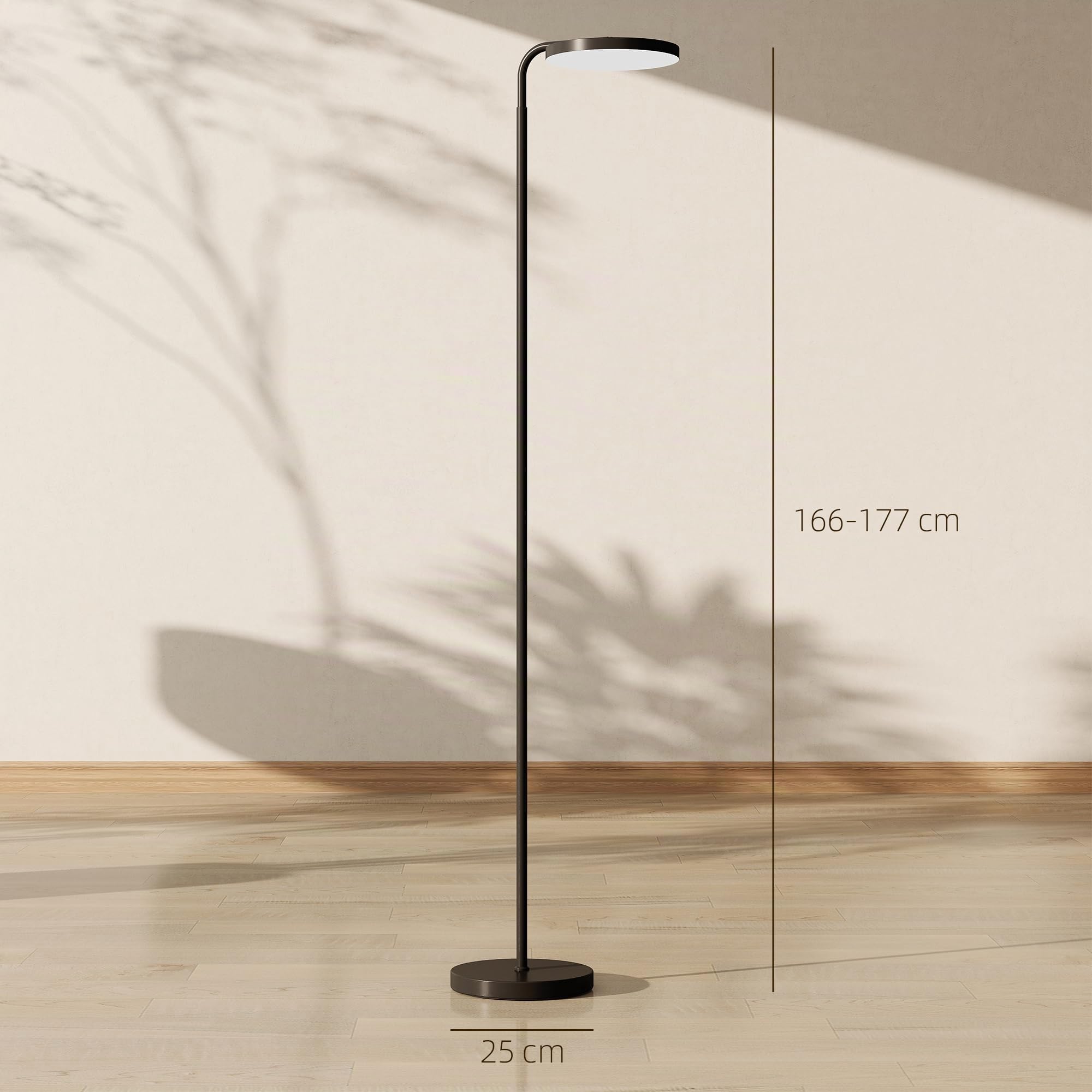 HOMCOM 30W Lampada da Terra Salotto, 2800LM LED Dimmerabile Luminosa Piantana Lampada da Terra con Telecomando Magnetico, Testa Girevole 350°, 3000K-6500K Piantana Lettura per Soggiorno Letto Ufficio