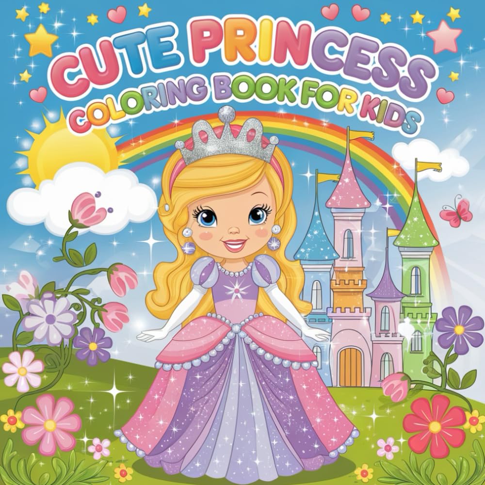Easy Princess Coloring Book for Girl Ages 4–8: Simple Princess Coloring Pages with Big Bold Lines for Fun, Creativity, and Relaxation
