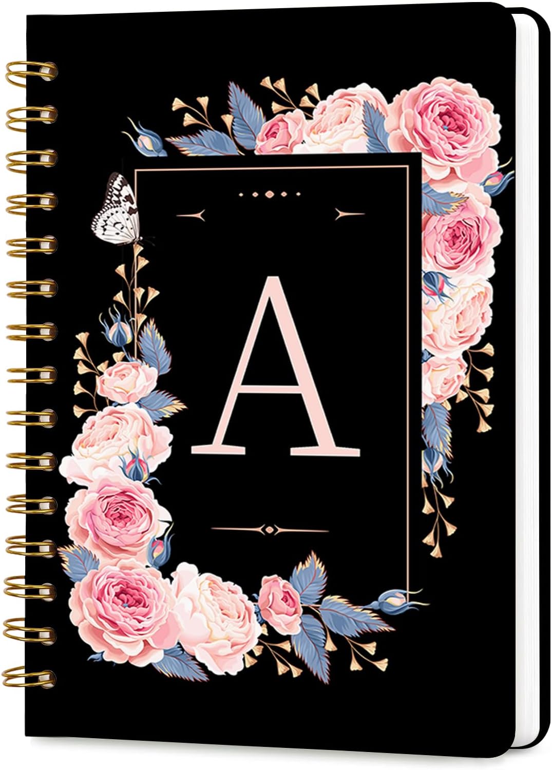Lined Spiral Journal for Women, A5 Notebook for Work, 160 Pages, Letter A