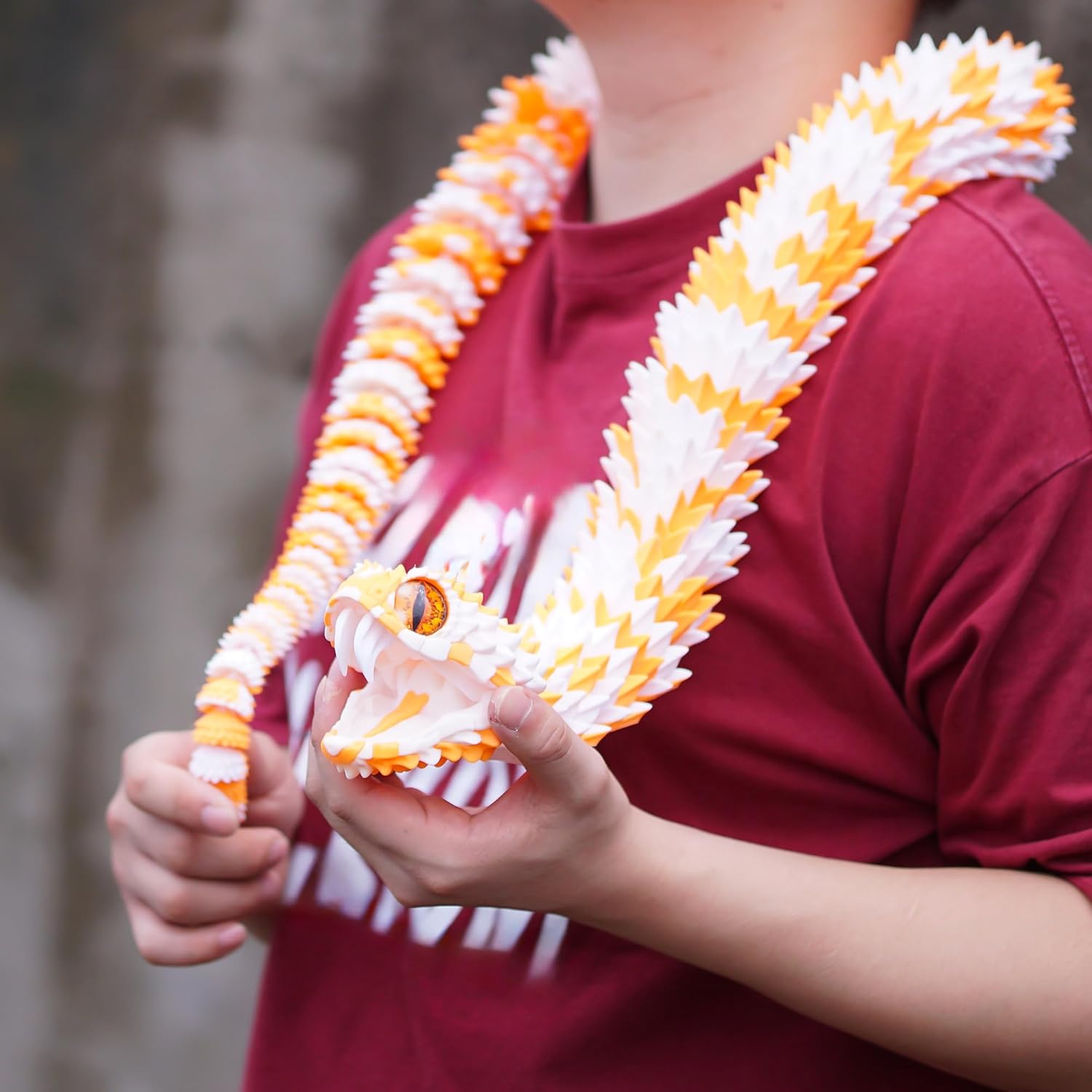 Super Large 3D Printed snake with a movable mouth,47.4inch,Flexible Realistic Articulated Animal Fidget Toys,Mystery Figurines Gifts ,Executive Desk Décor and Festival Collectible (WO 47.4inch)