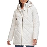 Women's Hooded Diamond Quilt Adjustable Waist Quilted Coat