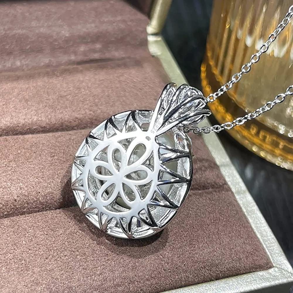 925 Sterlingsilber 14mm Perlenanhänger Halskette Ohrringe Hochzeitsschmuck Sets für Frauen
