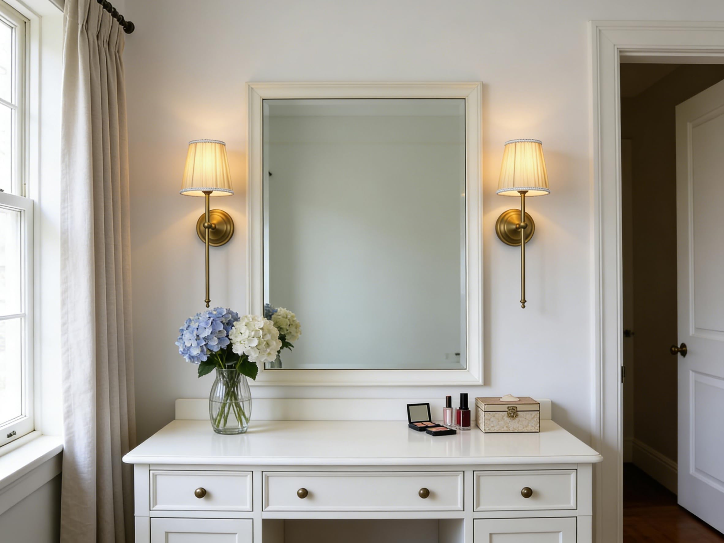 Wall Sconce Lighting Pleated Khaki Gauze Fabric Boho Decor Industrial Vintage Bedside Nightstand Light Wall Mounted Lamp Fixture — view 8