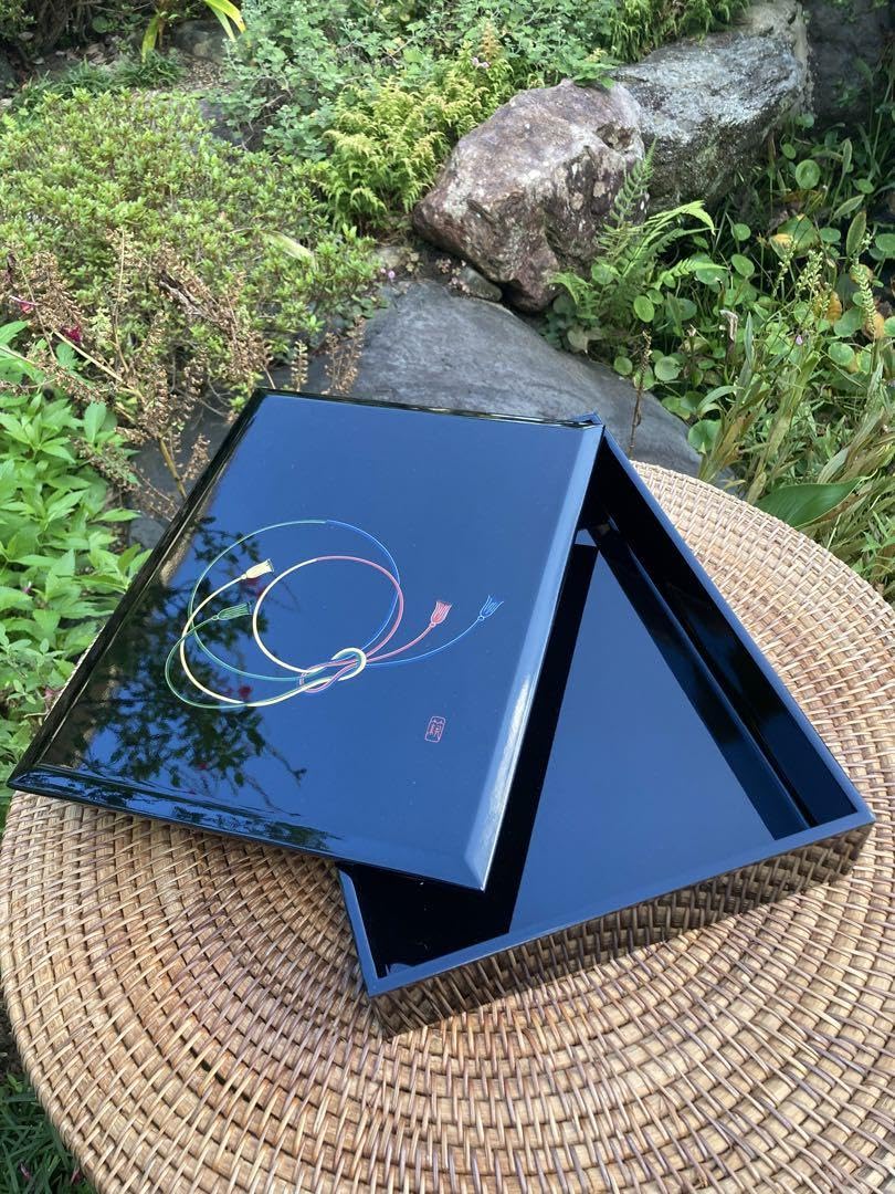 Amazon.co.jp: 会津塗り 漆器 箱型 黒色 抽象模様 ヴィンテージ : おもちゃ