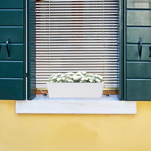 Miniatura 7 de Maceta con bandeja para hierbas, 12 x 3.8 pulgadas, maceta rectangular para ventana, para flores o suculentas en interiores, maceta de plástico para