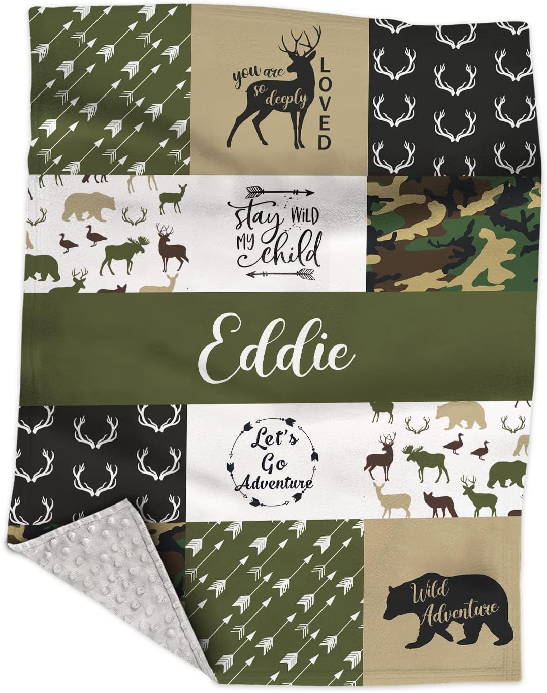 Personalized Motocross Minky Baby Blankets for Boys Kids, Custom Dirt Bike Patchwork Design Blankets with Name - Registry Gifts- Soft Plush Toddler Baby Infant Newborn Blanket