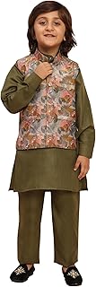 Pro-Ethic Style Developer Boys Cotton Kurta Pant Set with Waistcoat | Indian Ethnic Wear | Traditional Party Outfit (S-285) Price In India