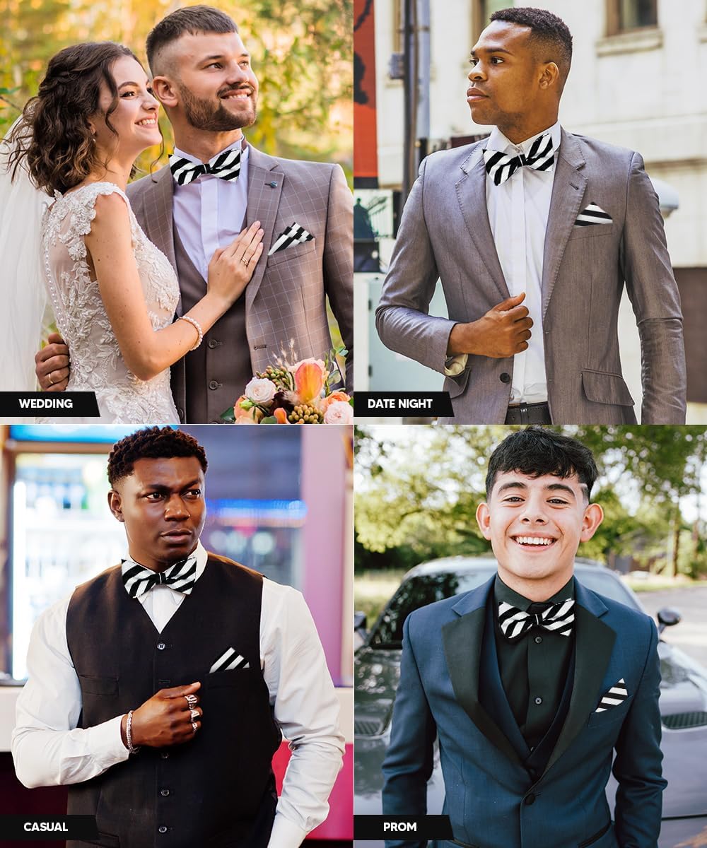 Striped Bow Tie & Pocket Square Set