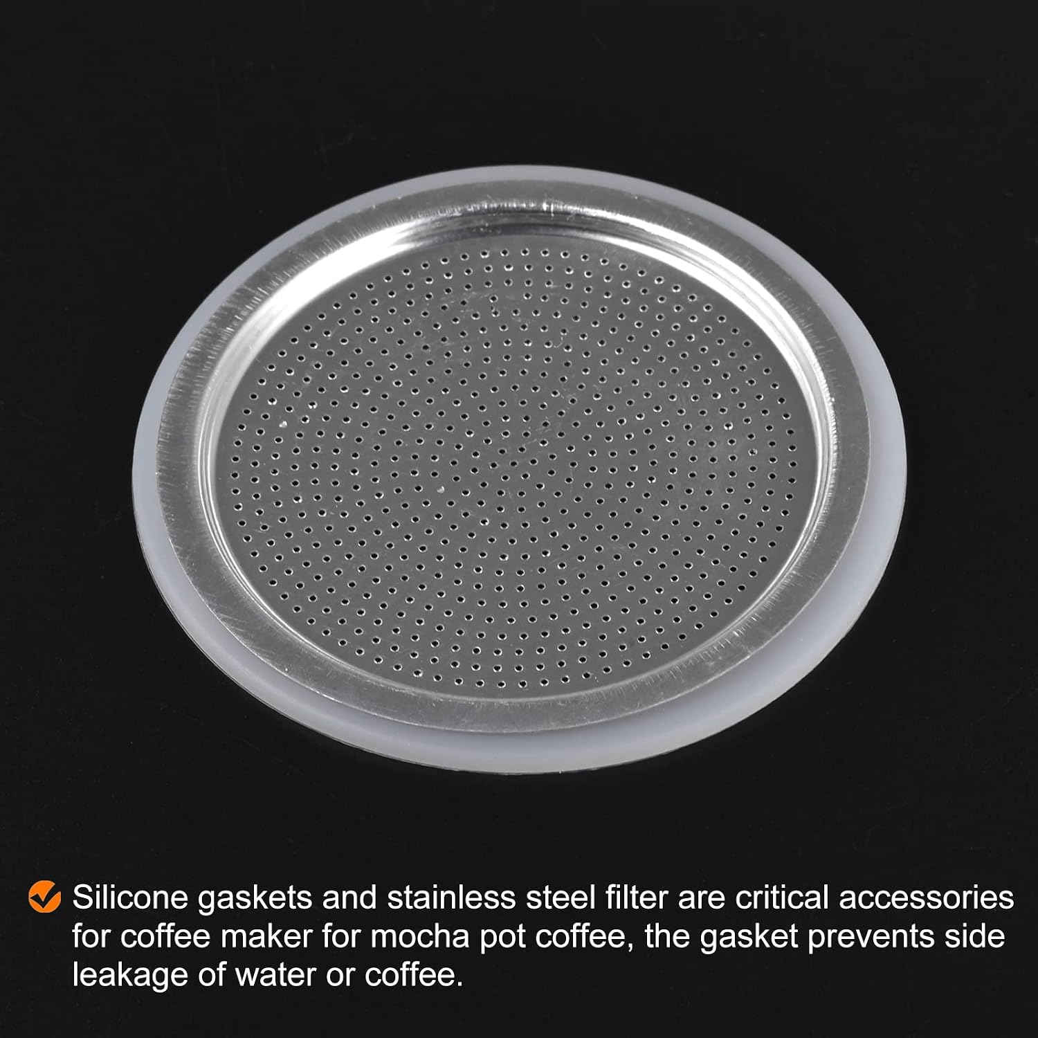 MECCANIXITY 6pcs Silicone Gasket 72x88mm and 2pcs Stainless Steel Filter Screen 82x72mm for 12-Cupor Mocha Coffee Pot