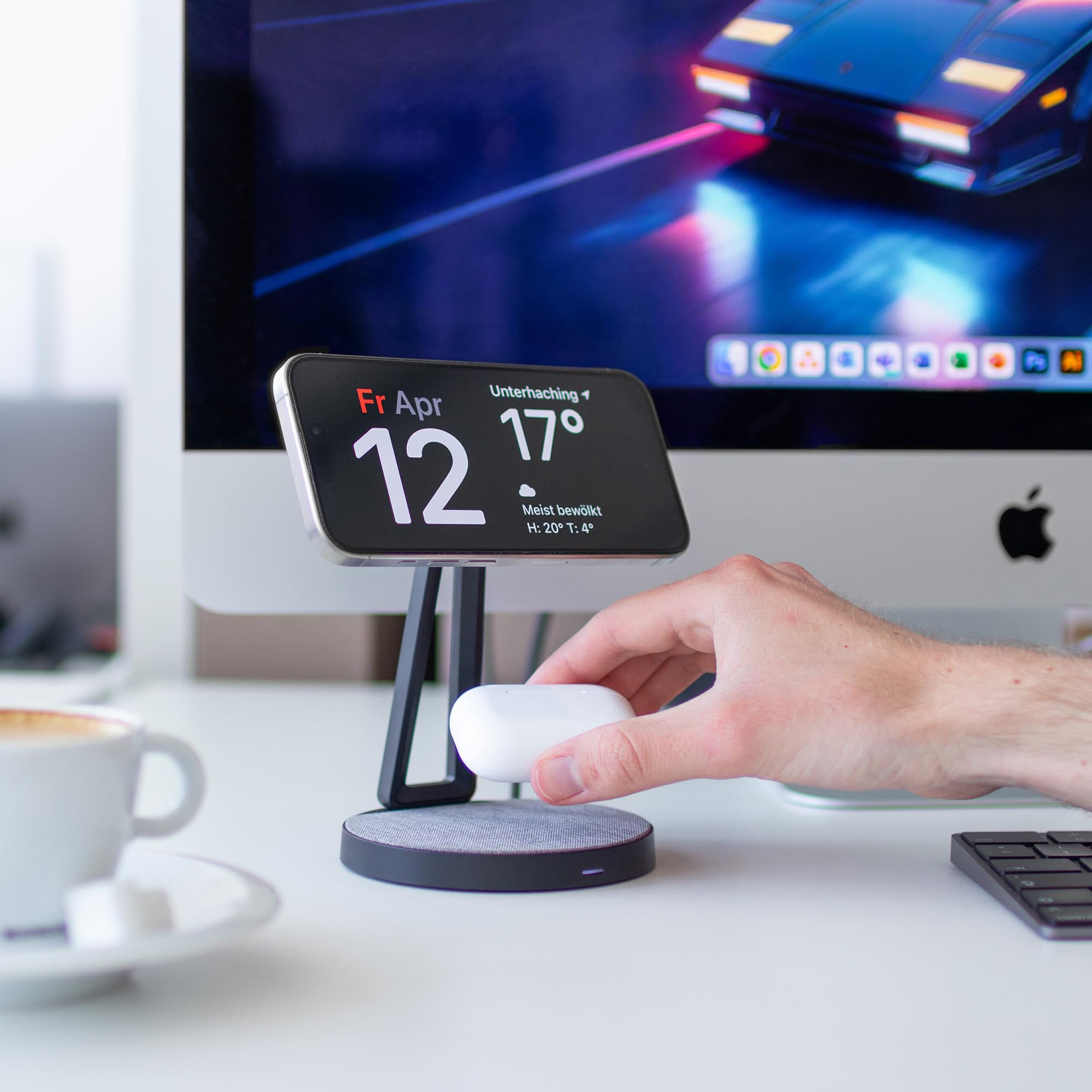 XLayer MagFix Pro 2 in 1 Stazione di ricarica Apple Wireless Charger I Standby I Magsafe Compatibile I Magnetico I Caricatore I Ricarica Rapida Wireless di iPhone 16 15/14/13/12/11 Pro Max Plus,