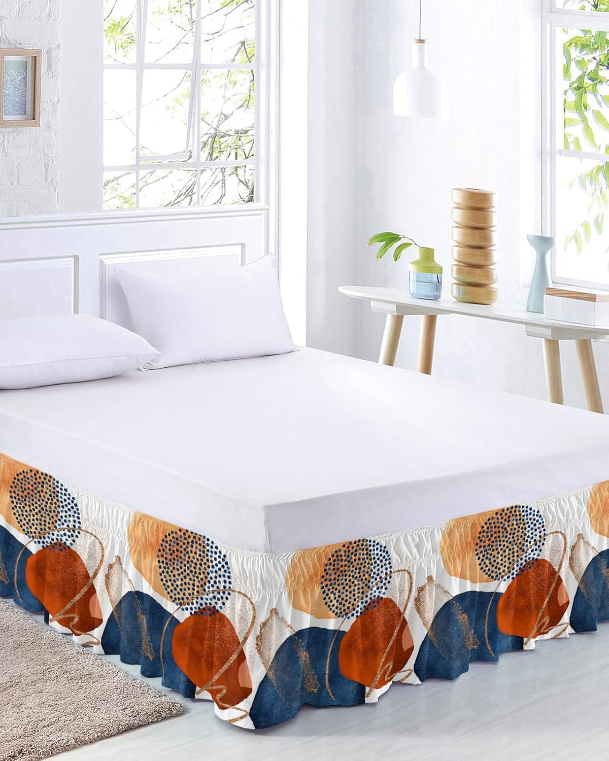 Abstract Art Bed Skirt King Size 16 Inch Drop, Adjustable