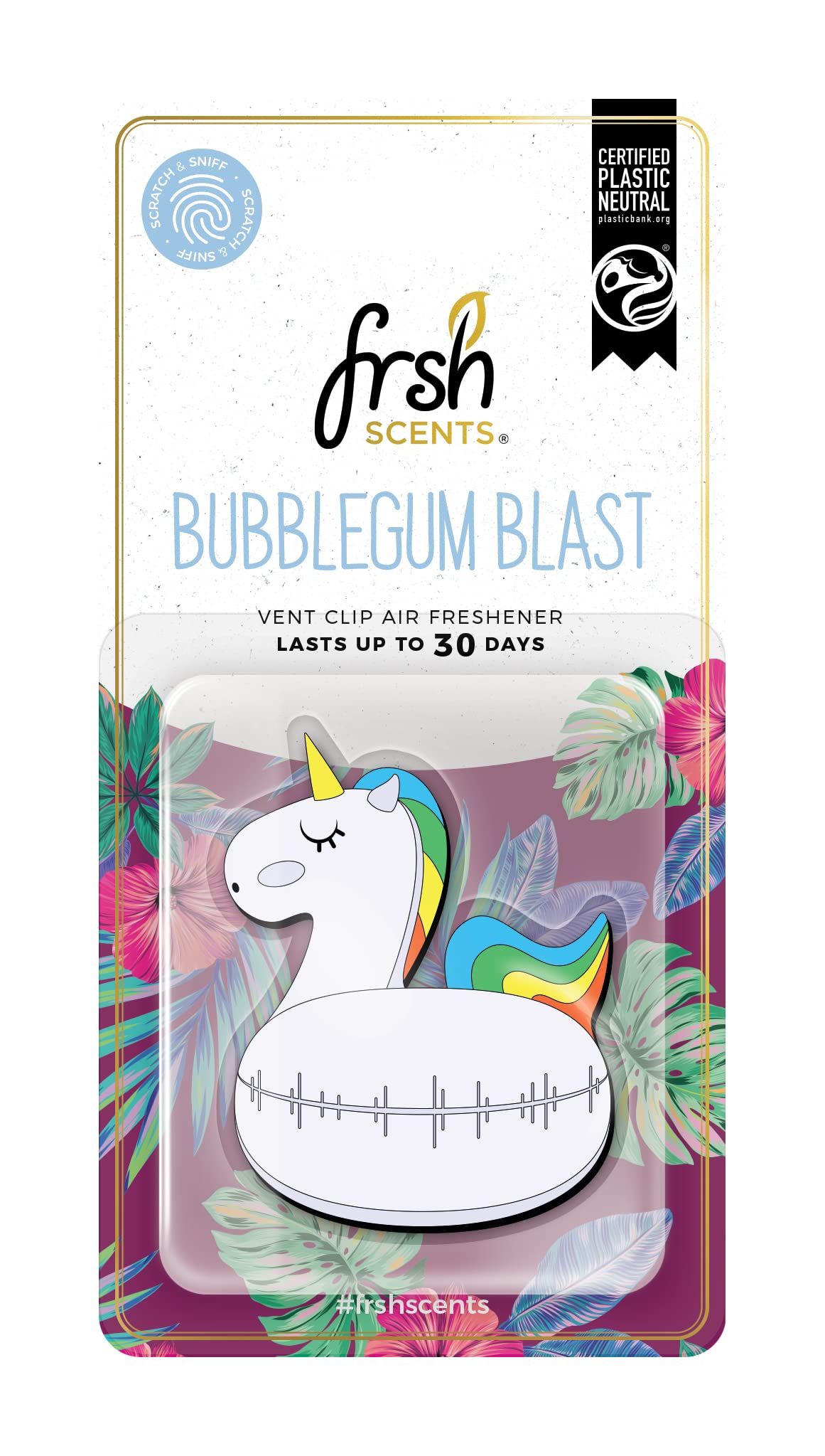 FRSH Scents VO009 Bubblegum Blast 3D Unicorn Vent Clip for Cars - Lifespan Upto 30 Days - Single Pack
