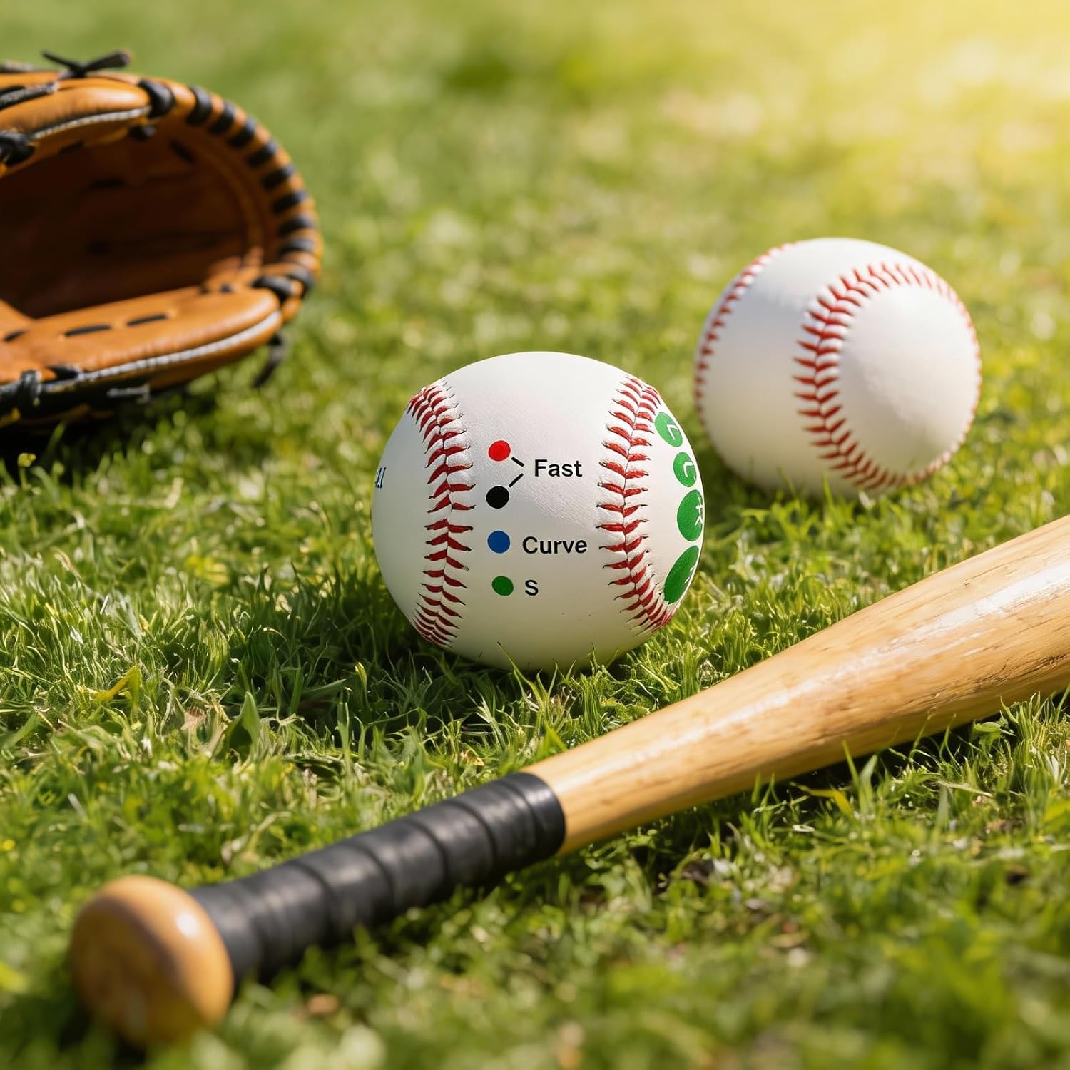 3pcs Pitching Grip Trainers, 2 Training Baseballs with Finger Placement + 1 Glow in the Dark Baseball, Training Equipment for Teenagers Beginners to Learn Multiple Grips, Soft