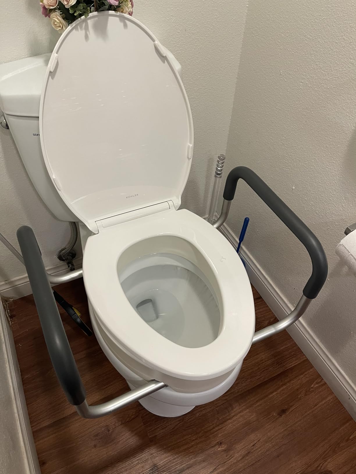 Vive Raised Toilet Seat Riser with handles installed