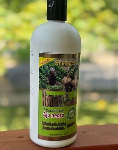 Champú de Romero Original Black Garlic Fortalecimiento Champú, fórmula natural para el cuidado del cabello de romero, 32 oz, champu de romero