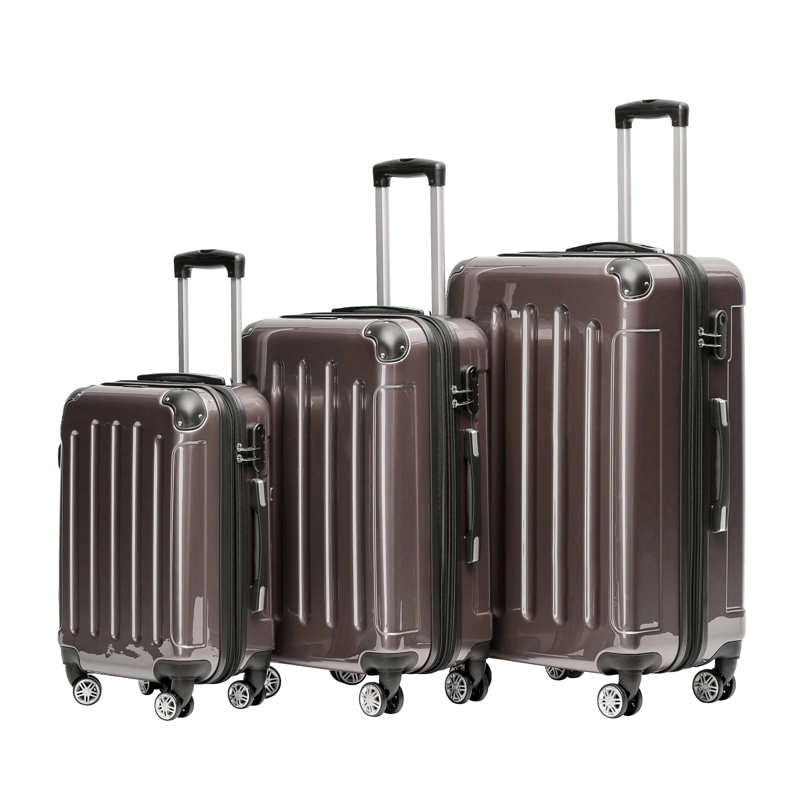BEIBYE 2048 Hartschalenkoffer aus Polycarbonat, Reisekoffer mit 4 Zwillingsrollen und Zahlenschloss, Erweiterbarer Trolley Koffer M L XL oder Kofferset mit Teleskopgriff