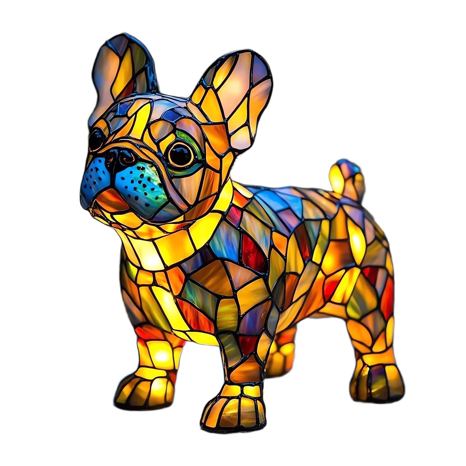 Dog lamp,Stained Glass Dogs Lamps,Puppy Resin nightlight Ornaments Party Decoration Dog Series Art Night Light Dyed Resin Desktop Decoration(Coloring 3)