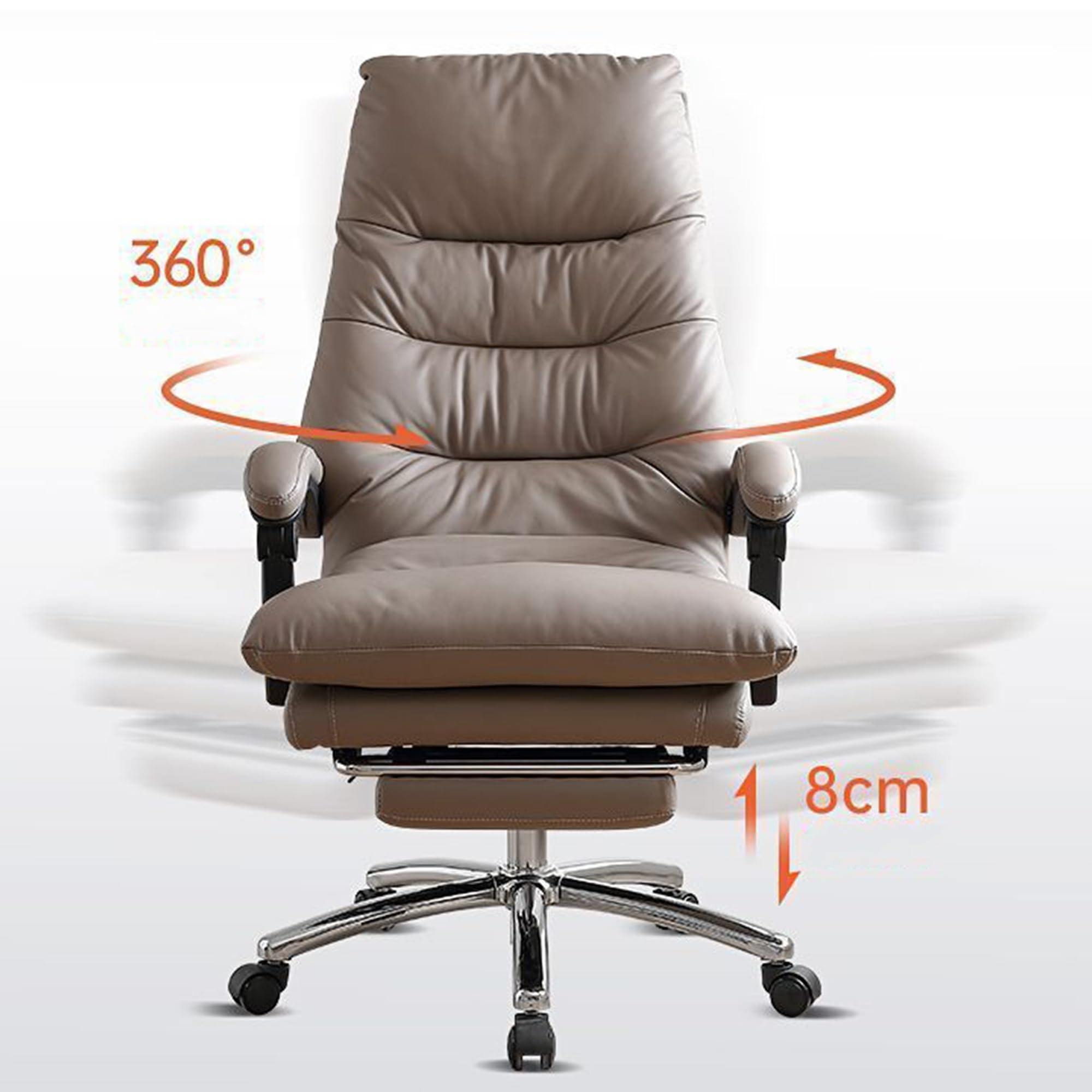 Verstellbarer verstellbarer Computerstuhl mit Fußstütze – ergonomischer Büro-Boss-Schreibtischstuhl, 135° drehbar, Gaming-Stuhl für Zuhause, Studium und Chefgebrauch, bequem und stilvoll