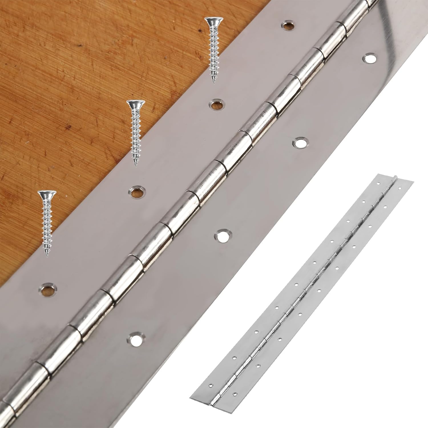 2 Pack Heavy Duty Piano Hinges, 36 Inch x 3 Inch Open Width Stainless Steel Hinge 0.06" Thick Sliver Continuous With Screws for Wood Furniture, Door, Wooden Box