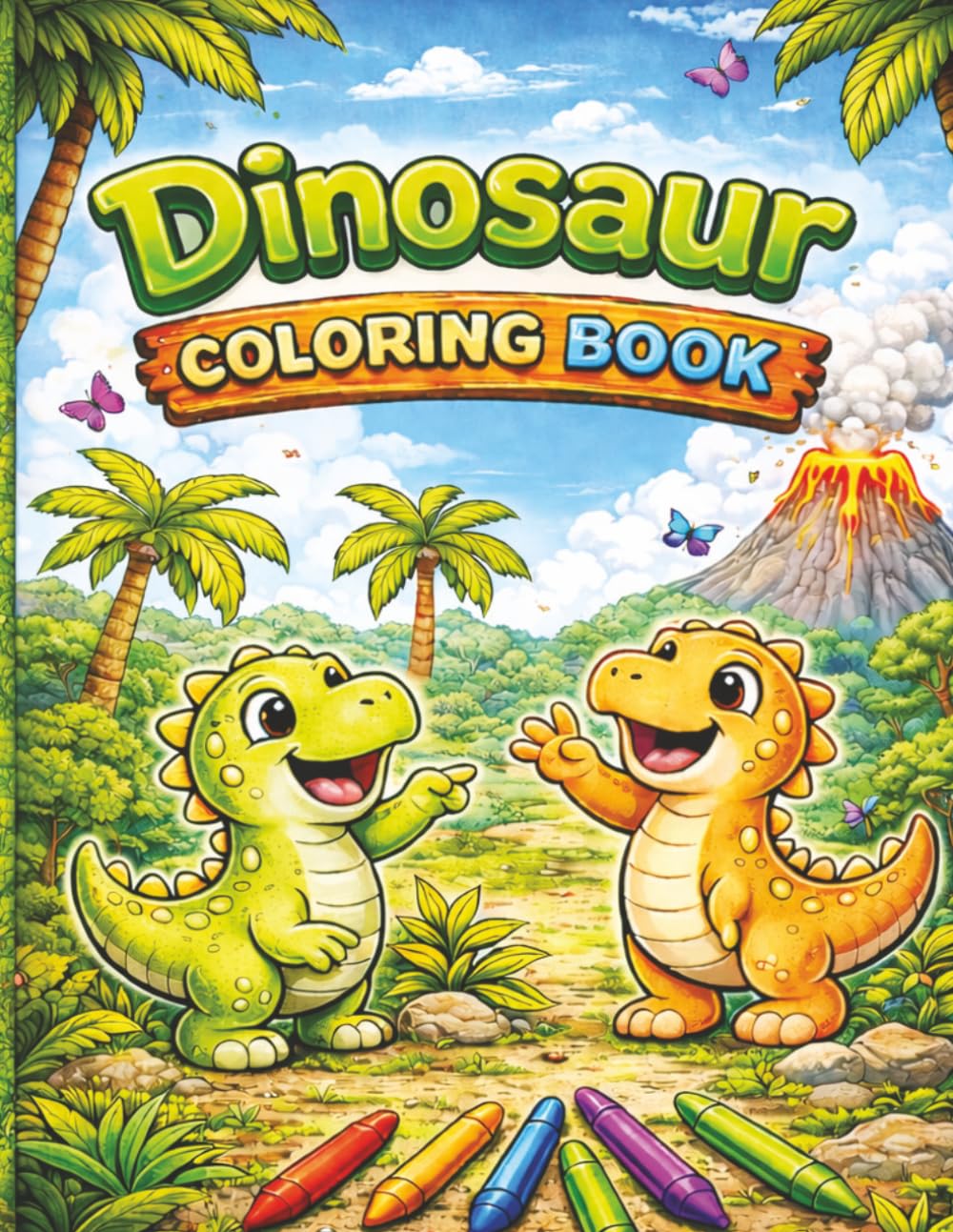 Dinosaur Coloring Book for Kids Ages 4–8: Fun and Easy Coloring Pages of Cute Dinosaurs for Boys and Girls