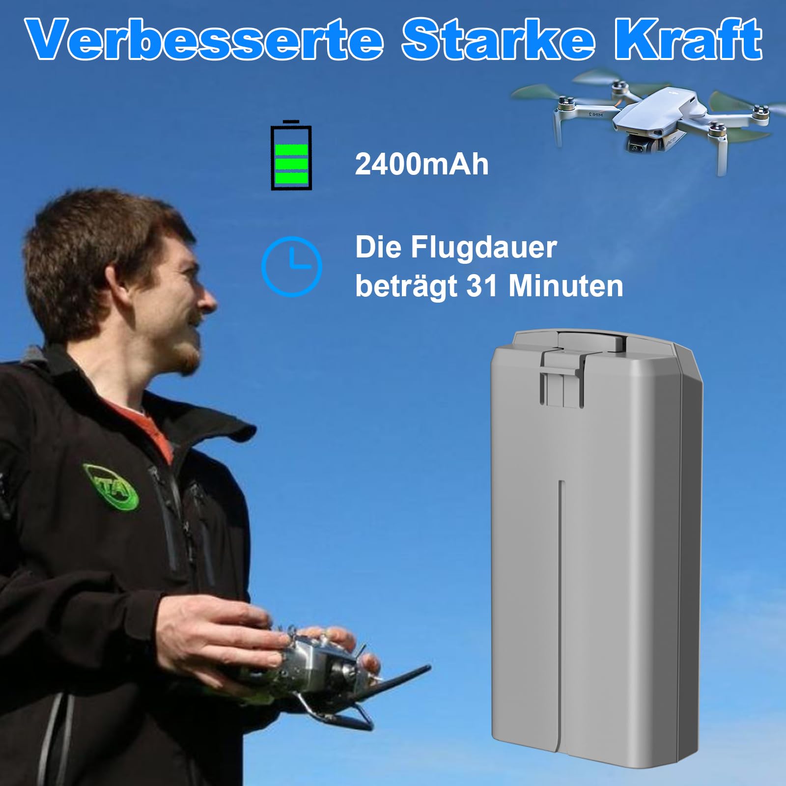 Mini 2 Akku, 2400mAh 7.7V Intelligent Flight Akku für DJI Mini 2 / SE / 2 SE / 4K Drohne