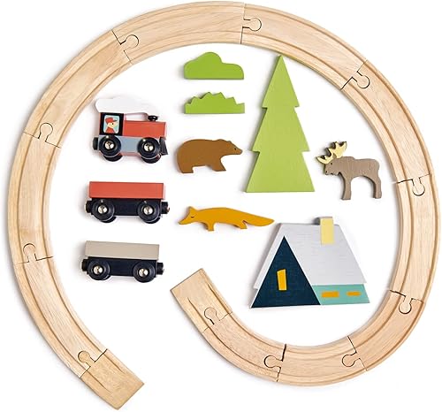 Miniatura 2 de Tender Leaf Toys - Juego de tren Treetops - Hermoso juego de tren de juguete de madera para niños - Habilidades de juego inteligentes e imaginativas