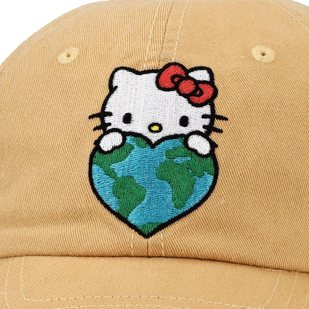 Hello Kitty Adult Unisex Embroidered Canvas Cotton Twill Hat Brown