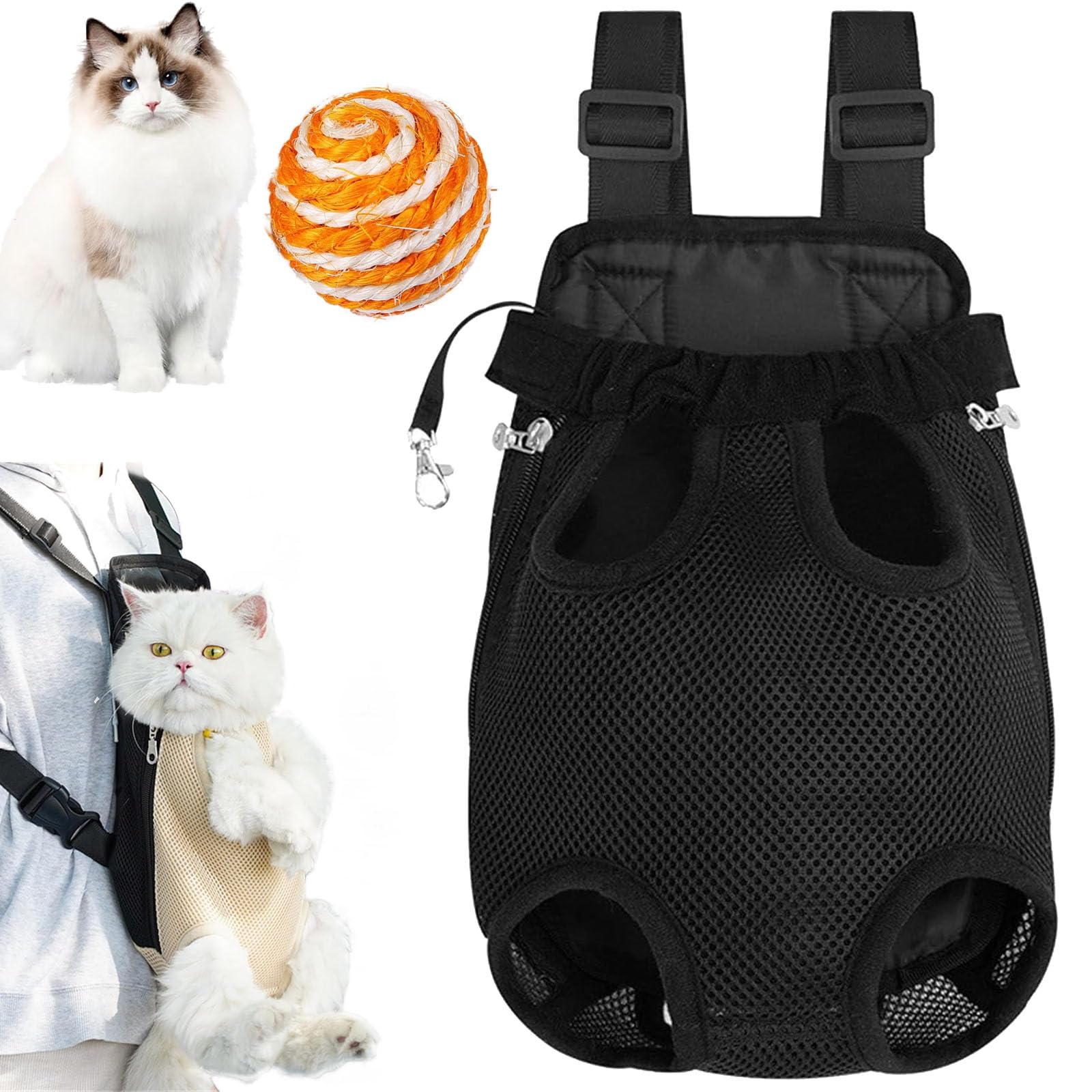 NNBWLMAEE Furry Pawsy Carrier, Cat & Small Dog Backpack, Breathable & Skin-Friendly, Black, XL