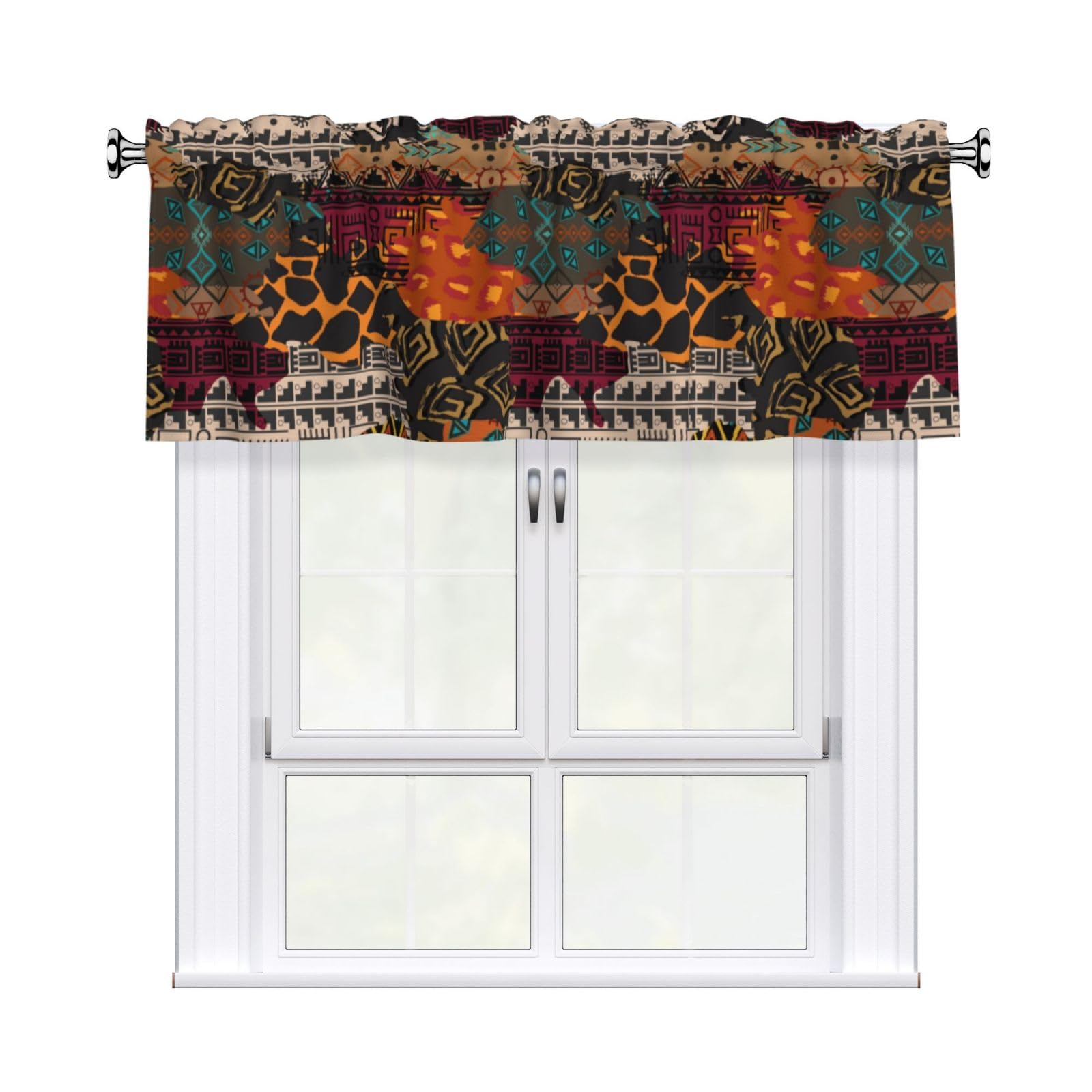 Noble Ren Geometric In African Ethnic Style Short Curtain Valance 54x18in For Kitchen Bathroom Cafe Living Room Decoration