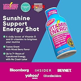 Vitamin Energy Vitamin D Extra Strength Energy Shot Mixed Berry 24 Pack, 260mg Natural Caffeine, B-Complex, Vitamin D, Wellness Support, Keto, Zero Sugar, Gluten-Free Vegan Kosher, 1.93 fl oz