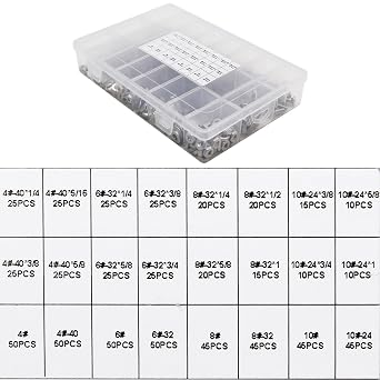 700 Pcs Stainless Steel Screws and Nuts Assortment Kit with Storage Case - 304 Rust-Proof Machine Screws, Flat Washers, Phillips Pan Head (#4-40, #6-32, #8-32, #10-24)