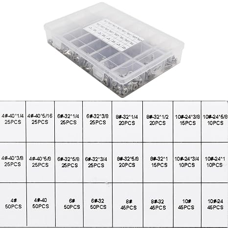 700 Pcs Stainless Steel Screws and Nuts Assortment Kit with Storage Case - 304 Rust-Proof Machine Screws, Flat Washers, Phillips Pan Head (#4-40, #6-32, #8-32, #10-24)