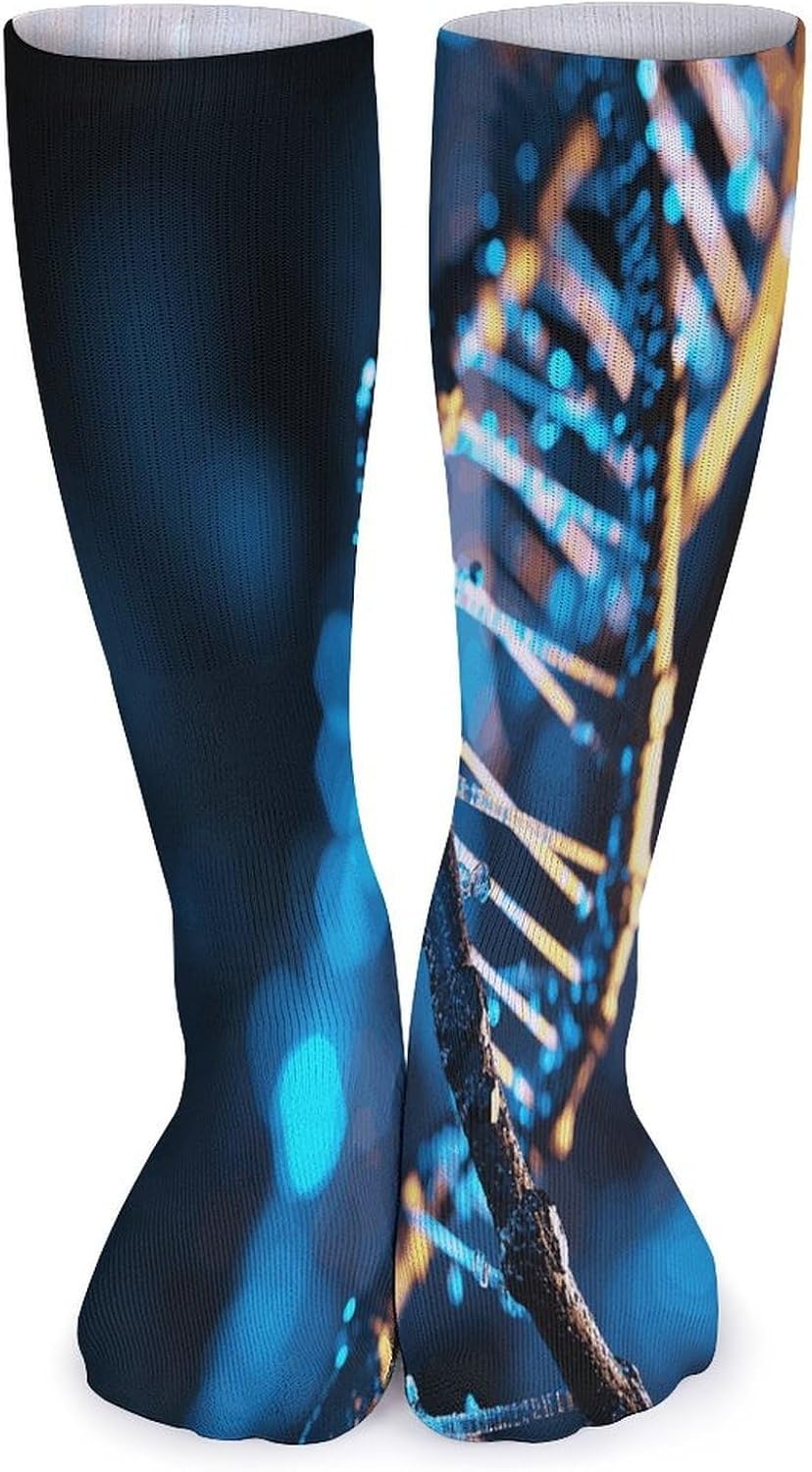 Blue And Black DNA Crew Socks Cozy Casual Calf Socks Lightweight Long Work Sock Breathable Athletic Sock for Hiking Sports Running 5 Pairs