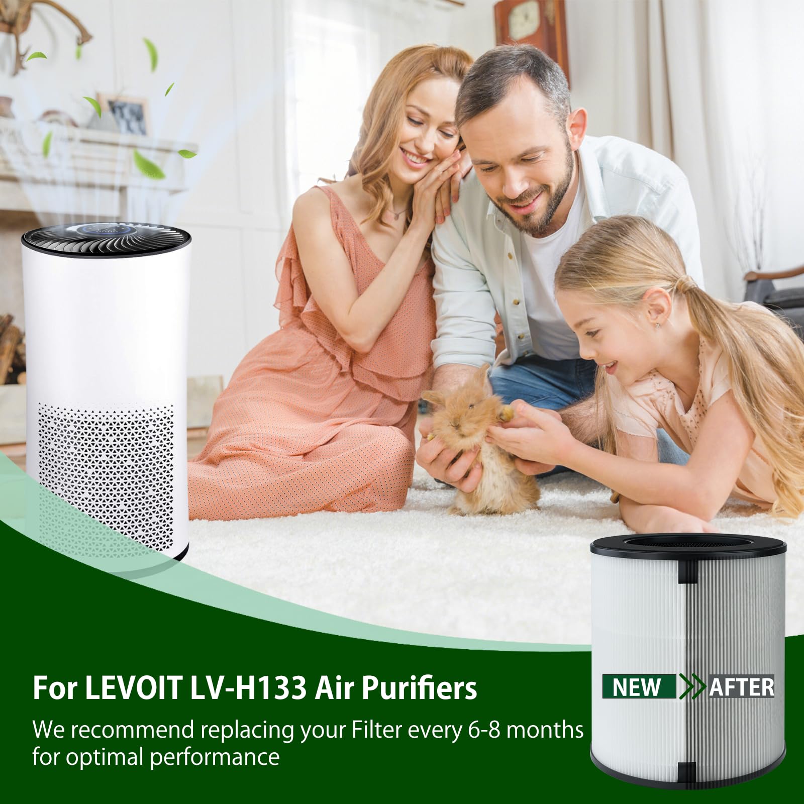 NXBHG – 2 Filtri Di Ricambio Compatibili Con LEVOIT LV-H133 – 3 In 1 Con Carboni Attivi – Sostituisce LV-H133-RF – Cattura 99,9% Particelle