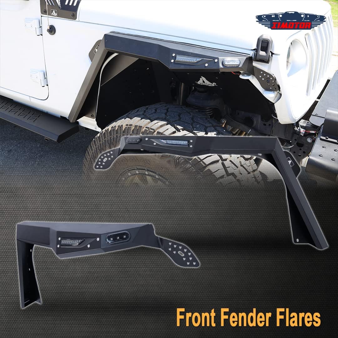 Compatible with [2019 2020 2021 Jeep Wrangler JL/JLU and Gladiator JT] Front Fender Flares Heavy Duty PAIR (ALL TRIMS)