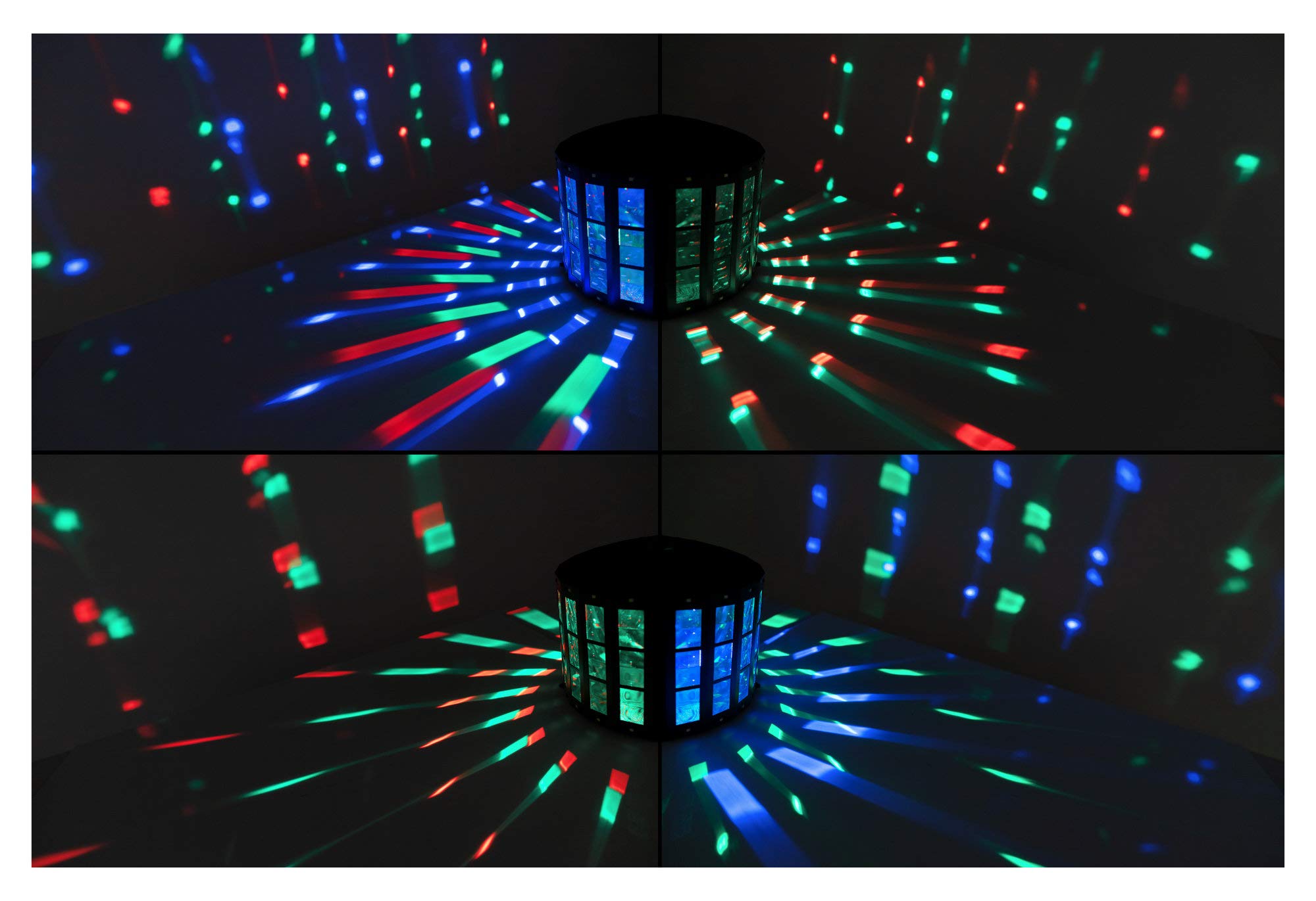 Showlite DS-3 Derby/Strobe Hybrid-Strahleneffekt, 16 SMD-LEDs à 0 | Bunter, bewegter Lichteffekt für Partyraum und mobile DJs, 4 RGBW-LEDs mit je 3 Watt Leistung, 5 Watt für Strobe-Effekt, Auto