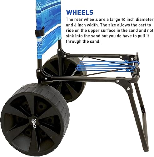 Miniatura 5 de EasyGo Product Carrito de playa Dolly  Diseño de carrito de playa plegable de servicio mediano  Ruedas de arena grandes  Capacidad para 4  6 sillas
