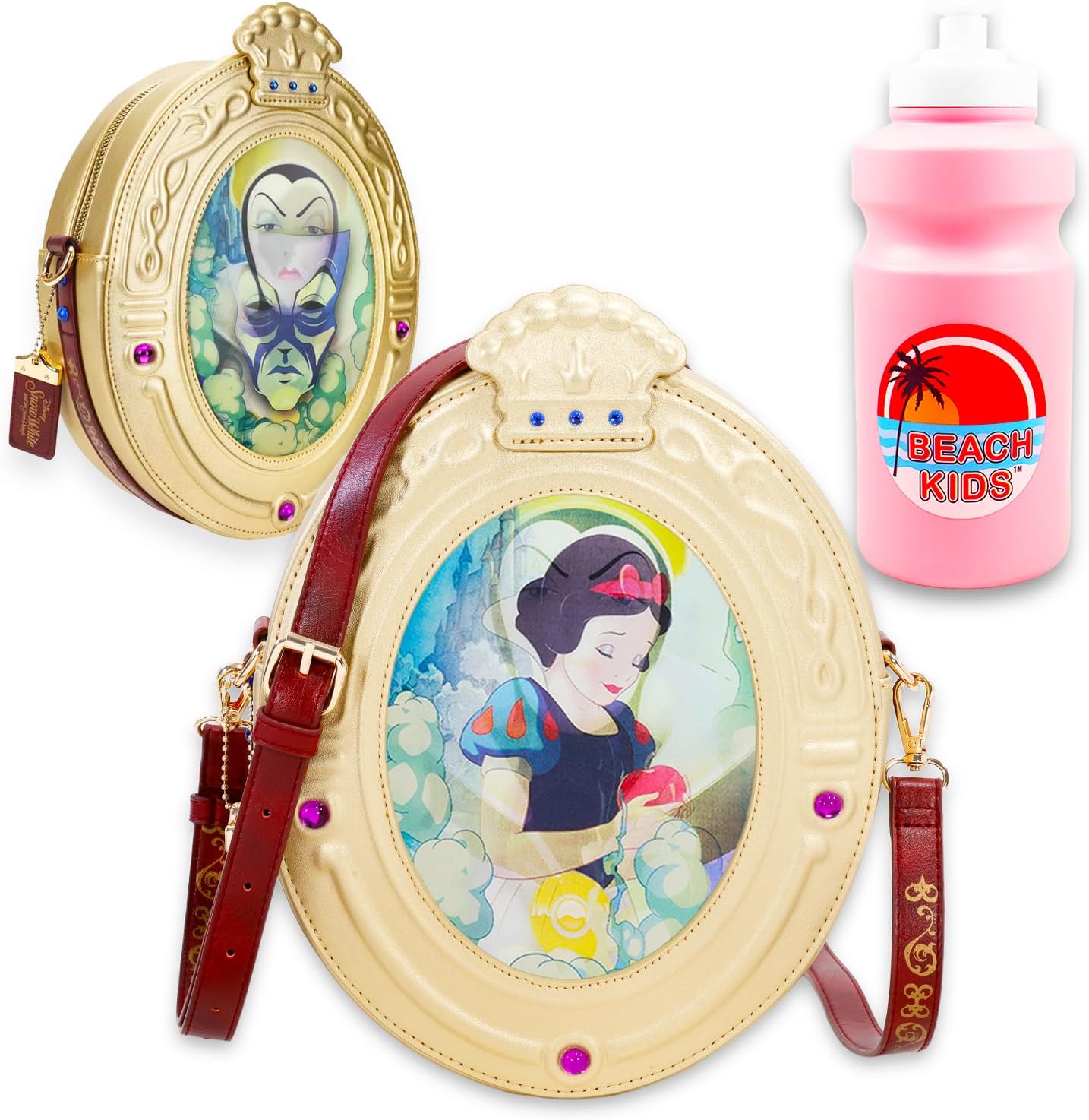 Snow White Purse for Women - Disney Handbag Bundle with Magic Mirror and Evil Queen Crossbody Bag for Teens Plus Water Bottle | Snow White Accessories
