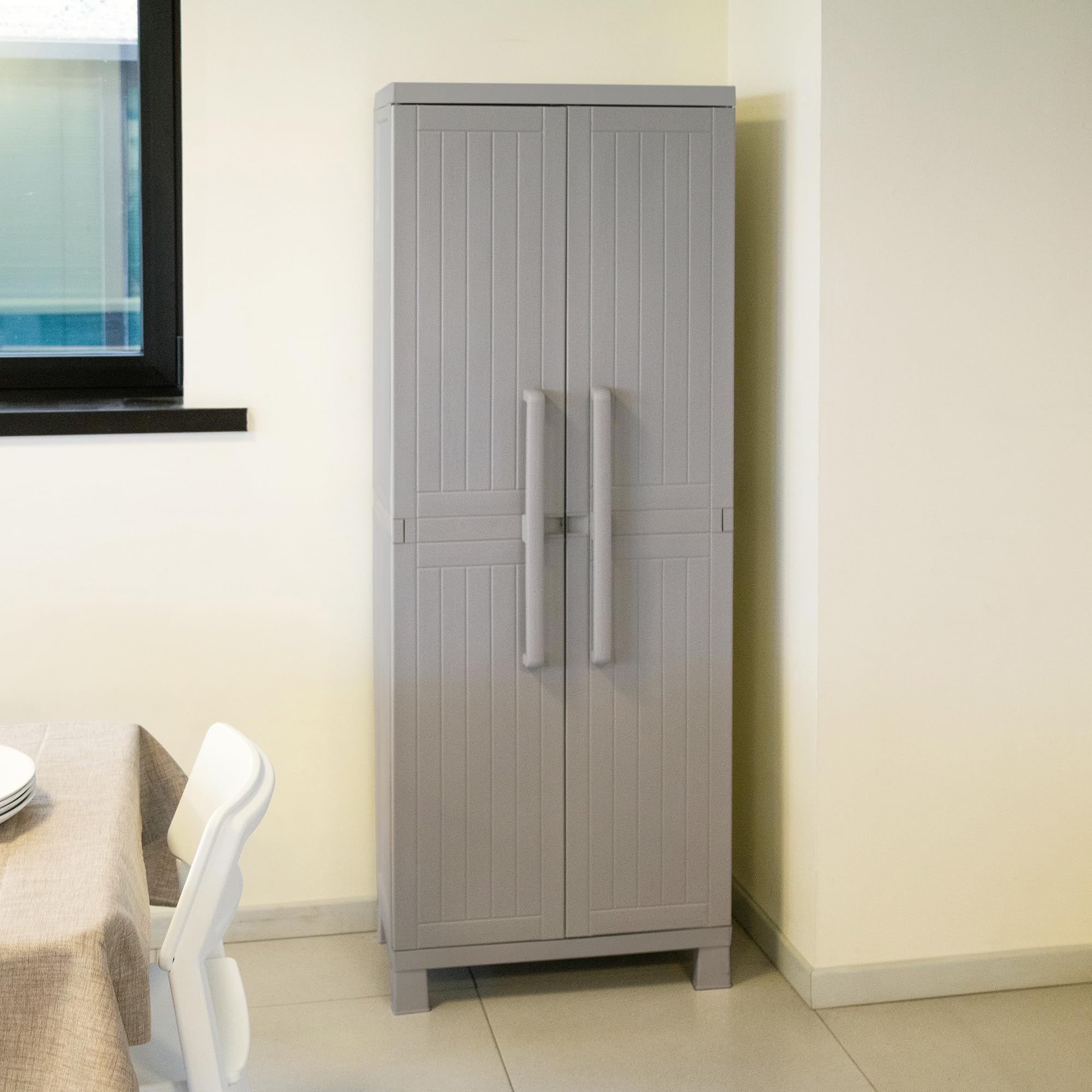 TOOMAX Armadio Portascope Wood Midi 65x37x173h cm plastica grigio tortora 4 ripiani regolabili piedini