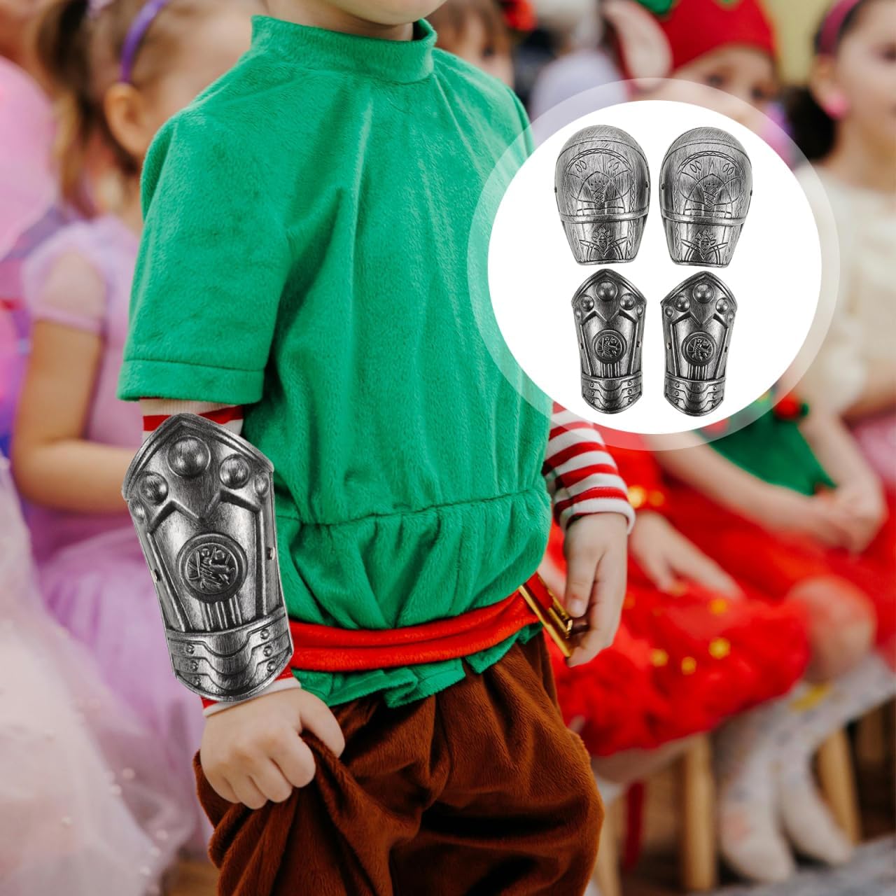 Kids Roman Armour Shoulder Guards and Arm Plates - Lightweight Plastic Cosplay Costume Accessory for Children S Role Playing and Theme Parties Silver - Image 4